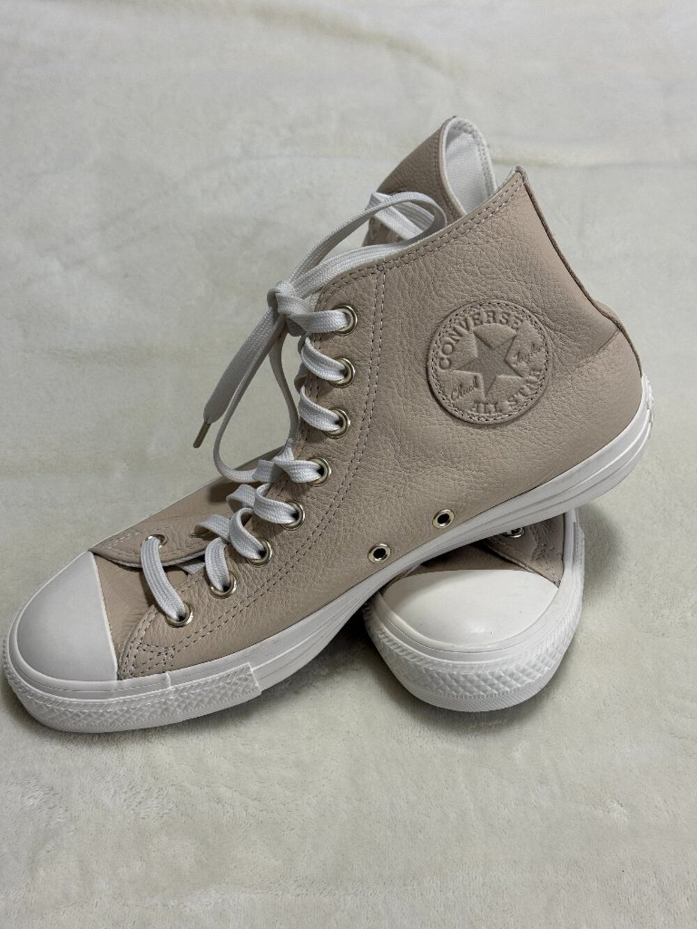 Converse Chuck Taylor All Star Leather High Top Sneakers Cream Women's